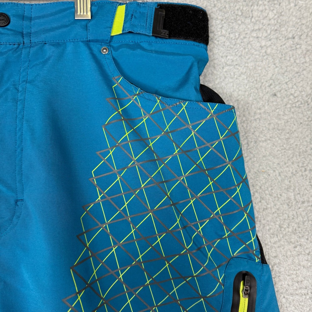 ZOIC Men's Teal Mountain Bike Cycling Shorts Sz 34 Cargo Zip Pockets - Picture 3 of 11